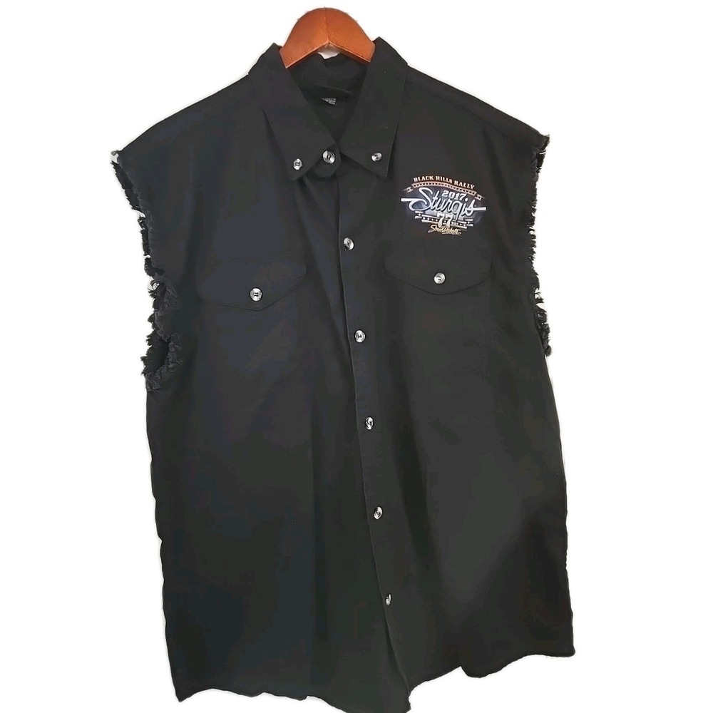 Sturgis 2017 Black Hills Rally 77th Anniversary‎ Sleeveless Biker Shirt Black XL
